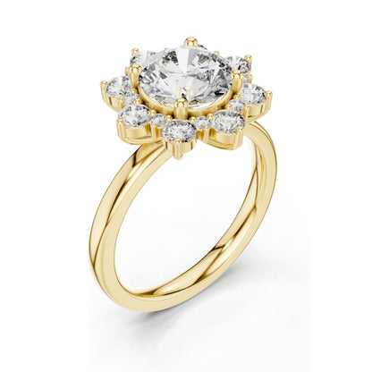 2.736 CT Round Brilliant Lab Diamond Halo Ring for Women | VVS-VS EF Clarity | 18KT, 14KT, 10KT Gold & 925 Silver | Rose, Yellow, White Gold & Moissanite Options
