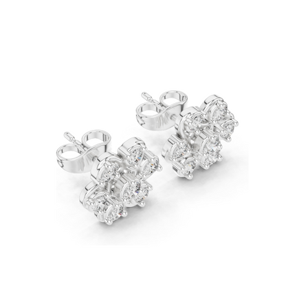 0.45 CT Lab Diamond Flower Stud Earrings | VVS-VS EF Clarity | 18KT, 14KT, 10KT Gold & 925 Silver | Rose, Yellow, White Gold | Moissanite & CVD Lab Diamond Options