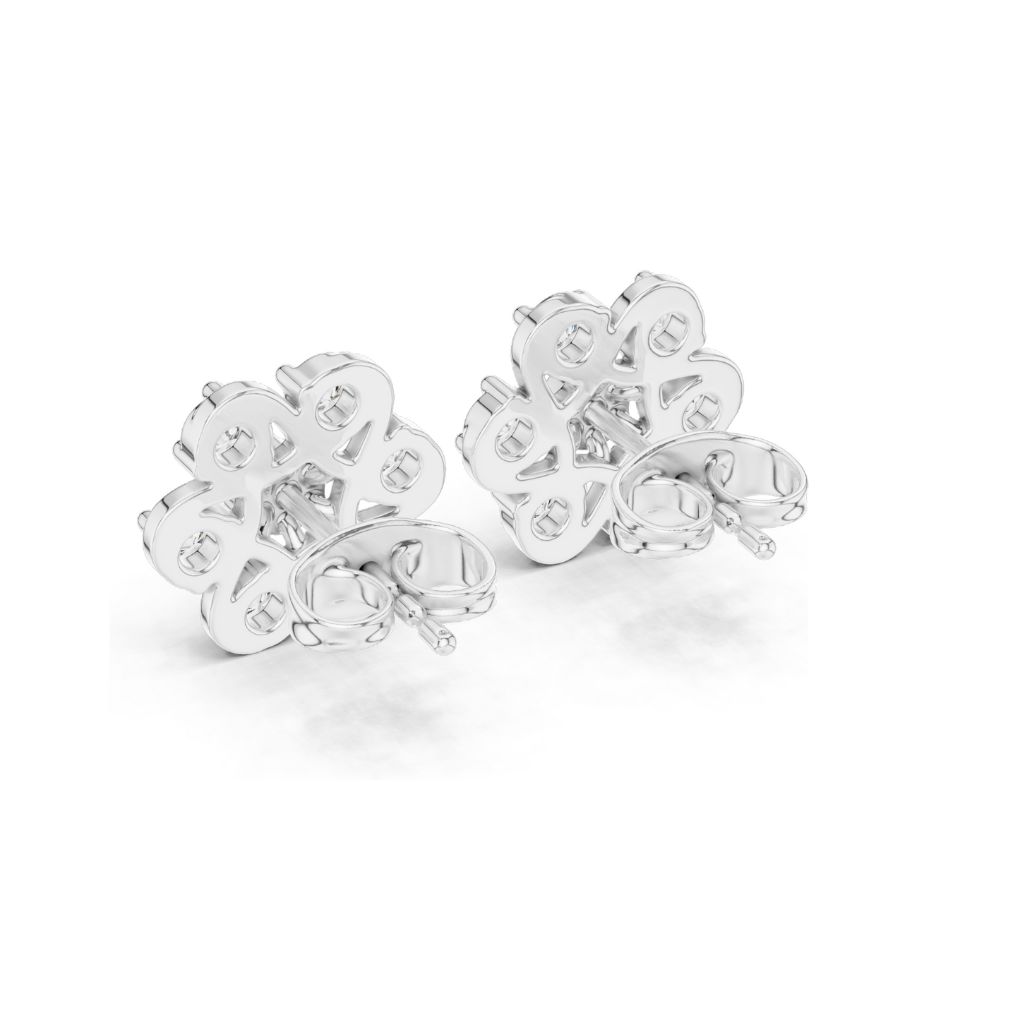 0.45 CT Lab Diamond Flower Stud Earrings | VVS-VS EF Clarity | 18KT, 14KT, 10KT Gold & 925 Silver | Rose, Yellow, White Gold | Moissanite & CVD Lab Diamond Options