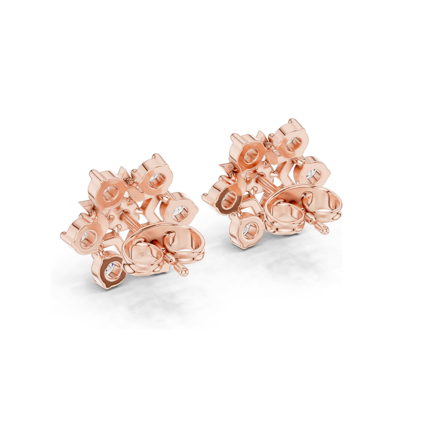 0.45 CT Lab Diamond Floral Star Earrings | VVS-VS EF Clarity | 18KT, 14KT, 10KT Gold & 925 Silver | White, Yellow, Rose Gold | Moissanite & Lab Diamond Options