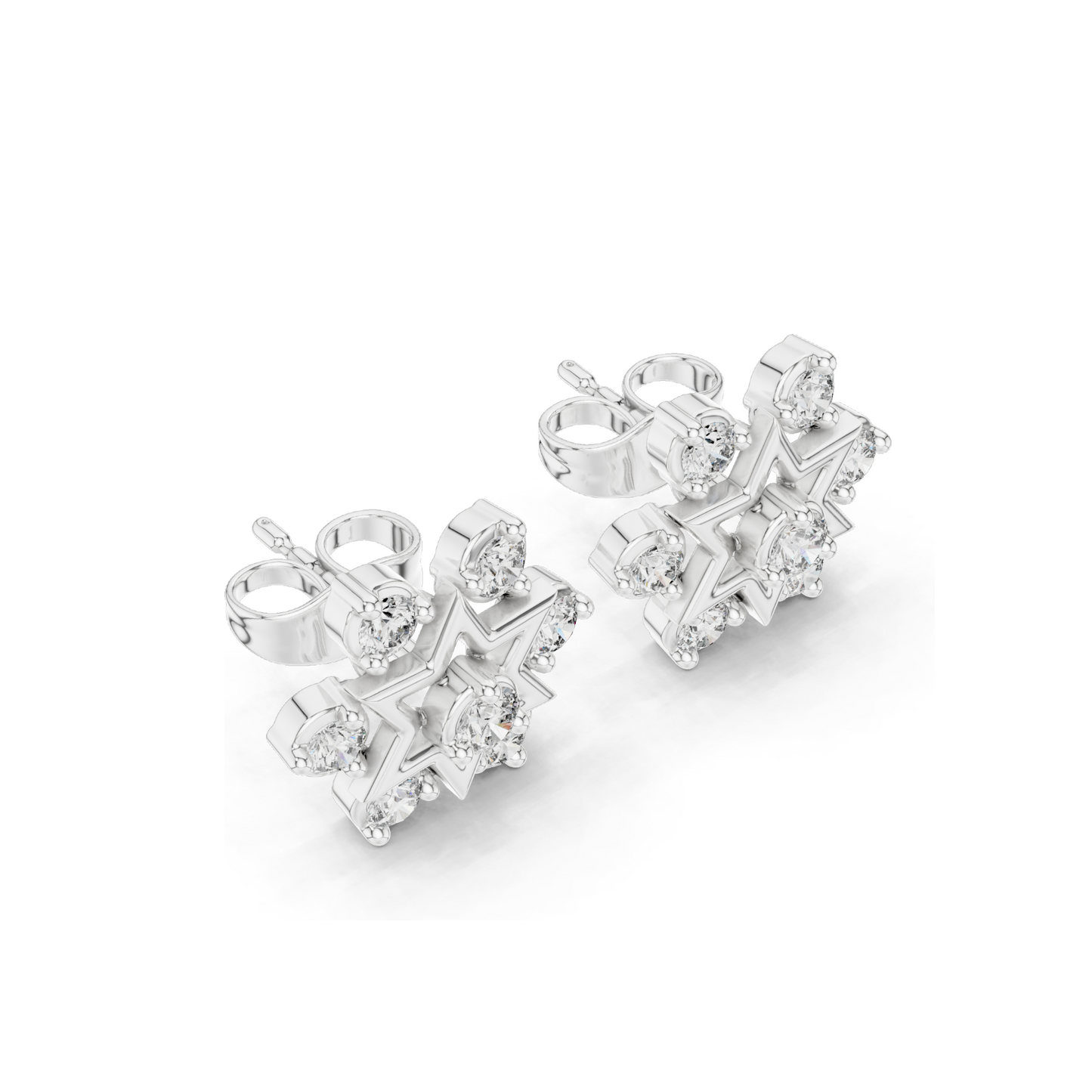 0.45 CT Lab Diamond Floral Star Earrings | VVS-VS EF Clarity | 18KT, 14KT, 10KT Gold & 925 Silver | White, Yellow, Rose Gold | Moissanite & Lab Diamond Options