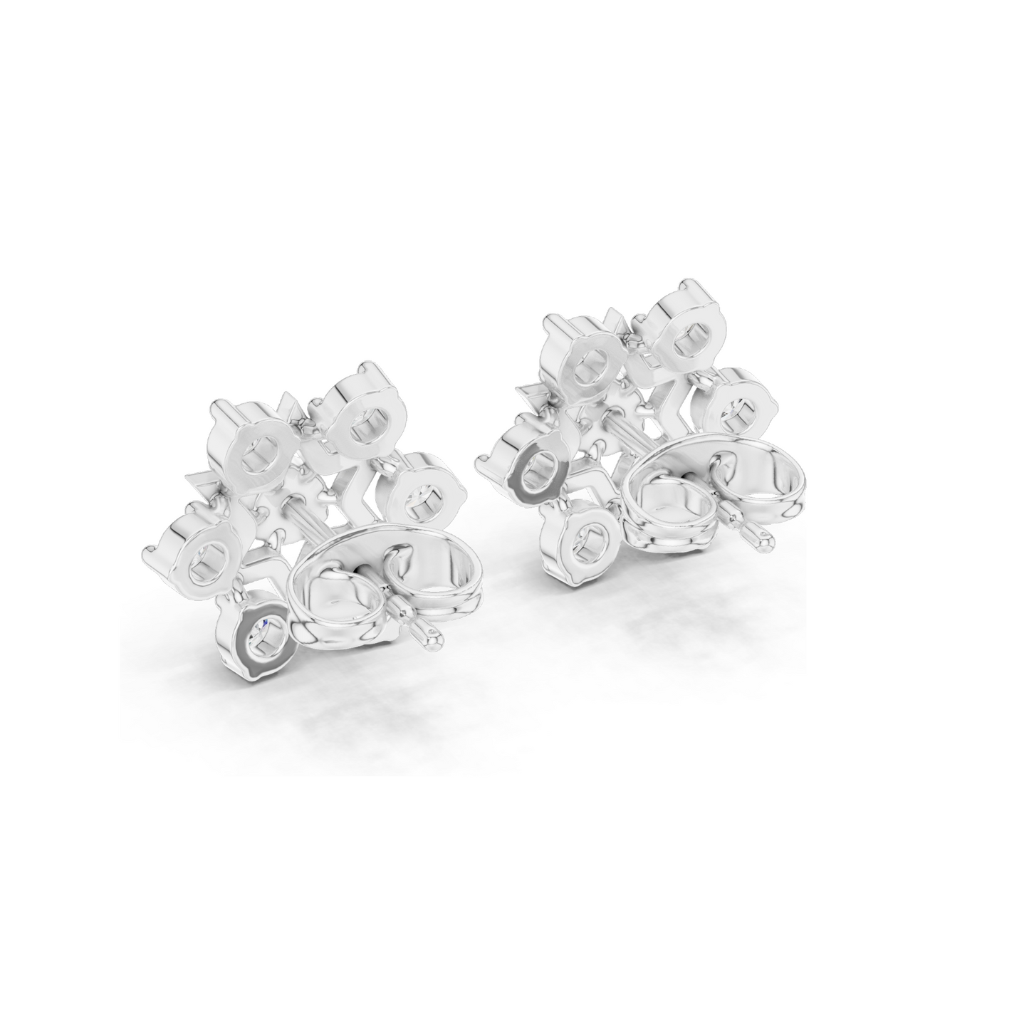 0.45 CT Lab Diamond Floral Star Earrings | VVS-VS EF Clarity | 18KT, 14KT, 10KT Gold & 925 Silver | White, Yellow, Rose Gold | Moissanite & Lab Diamond Options