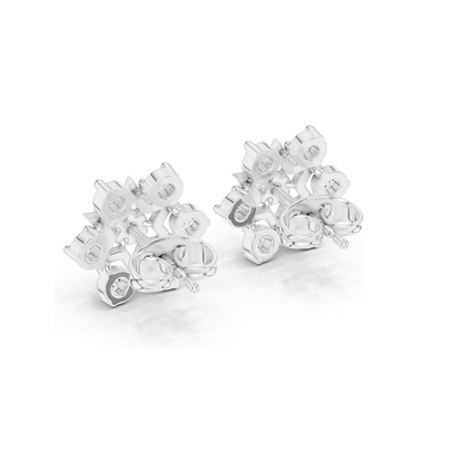 0.45 CT Lab Diamond Floral Star Earrings | VVS-VS EF Clarity | 18KT, 14KT, 10KT Gold & 925 Silver | White, Yellow, Rose Gold | Moissanite & Lab Diamond Options