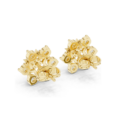 0.45 CT Lab Diamond Floral Star Earrings | VVS-VS EF Clarity | 18KT, 14KT, 10KT Gold & 925 Silver | White, Yellow, Rose Gold | Moissanite & Lab Diamond Options