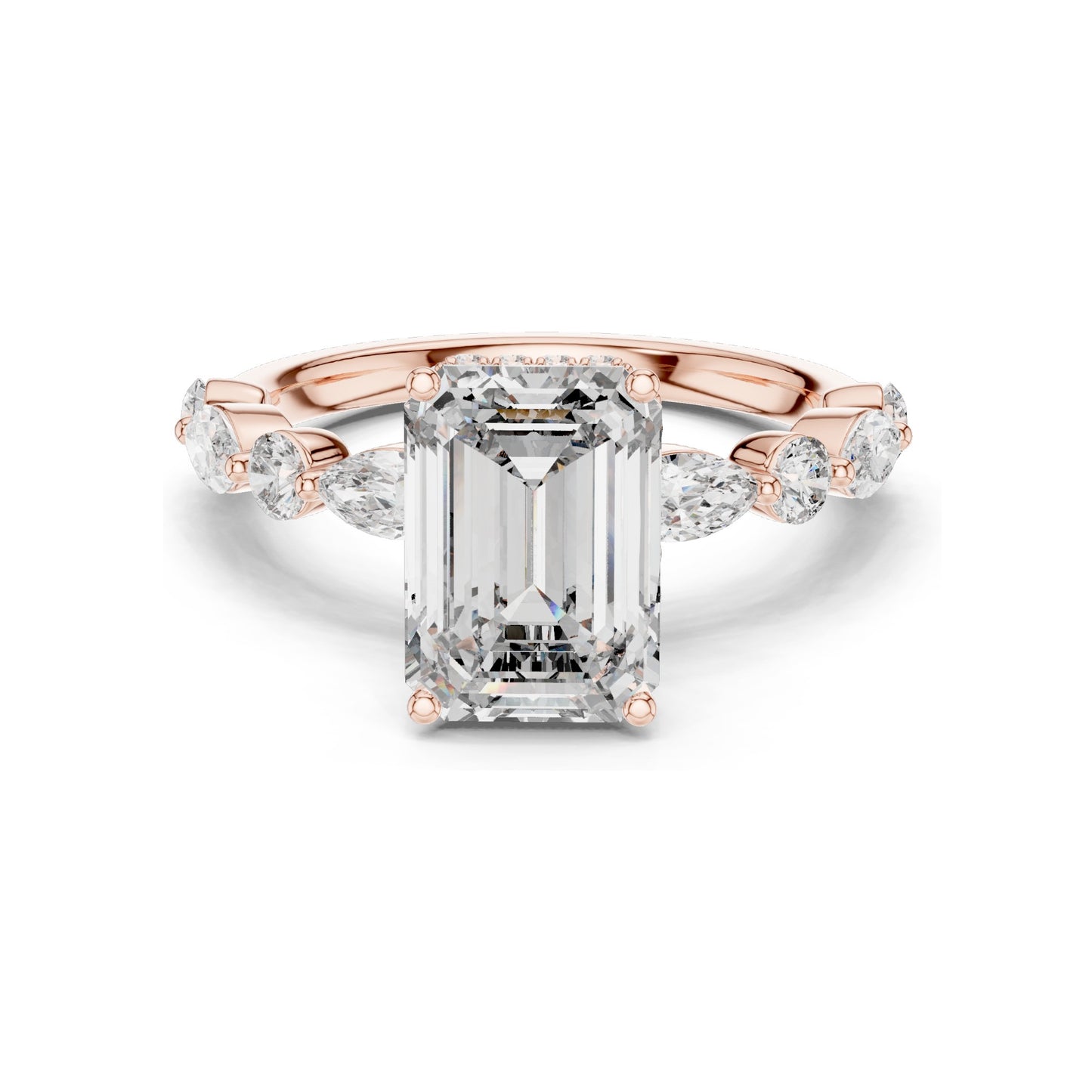 3.38 CT Emerald Cut Lab Diamond Ring for Women | VVS-VS EF Clarity | 18KT, 14KT, 10KT Gold & 925 Silver | Rose, Yellow, White Gold & Moissanite Options