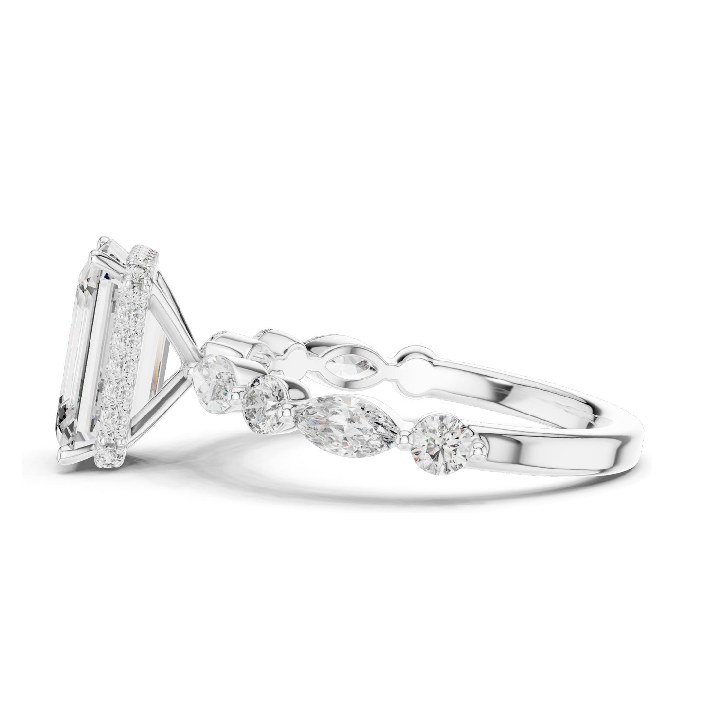 3.38 CT Emerald Cut Lab Diamond Ring for Women | VVS-VS EF Clarity | 18KT, 14KT, 10KT Gold & 925 Silver | Rose, Yellow, White Gold & Moissanite Options