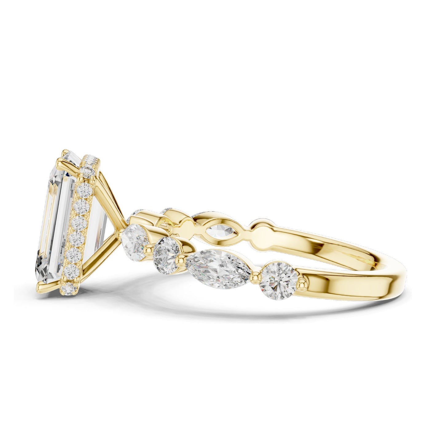 3.38 CT Emerald Cut Lab Diamond Ring for Women | VVS-VS EF Clarity | 18KT, 14KT, 10KT Gold & 925 Silver | Rose, Yellow, White Gold & Moissanite Options
