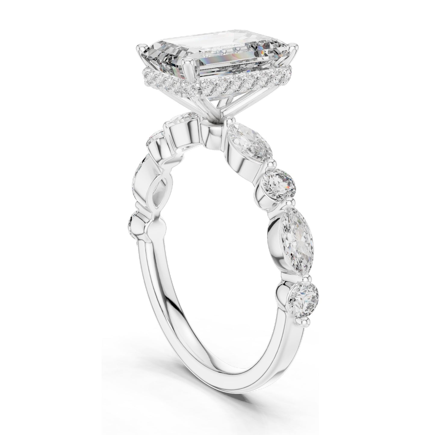 3.38 CT Emerald Cut Lab Diamond Ring for Women | VVS-VS EF Clarity | 18KT, 14KT, 10KT Gold & 925 Silver | Rose, Yellow, White Gold & Moissanite Options