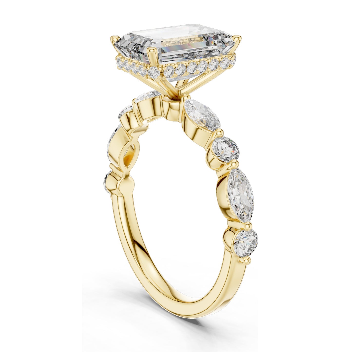 3.38 CT Emerald Cut Lab Diamond Ring for Women | VVS-VS EF Clarity | 18KT, 14KT, 10KT Gold & 925 Silver | Rose, Yellow, White Gold & Moissanite Options
