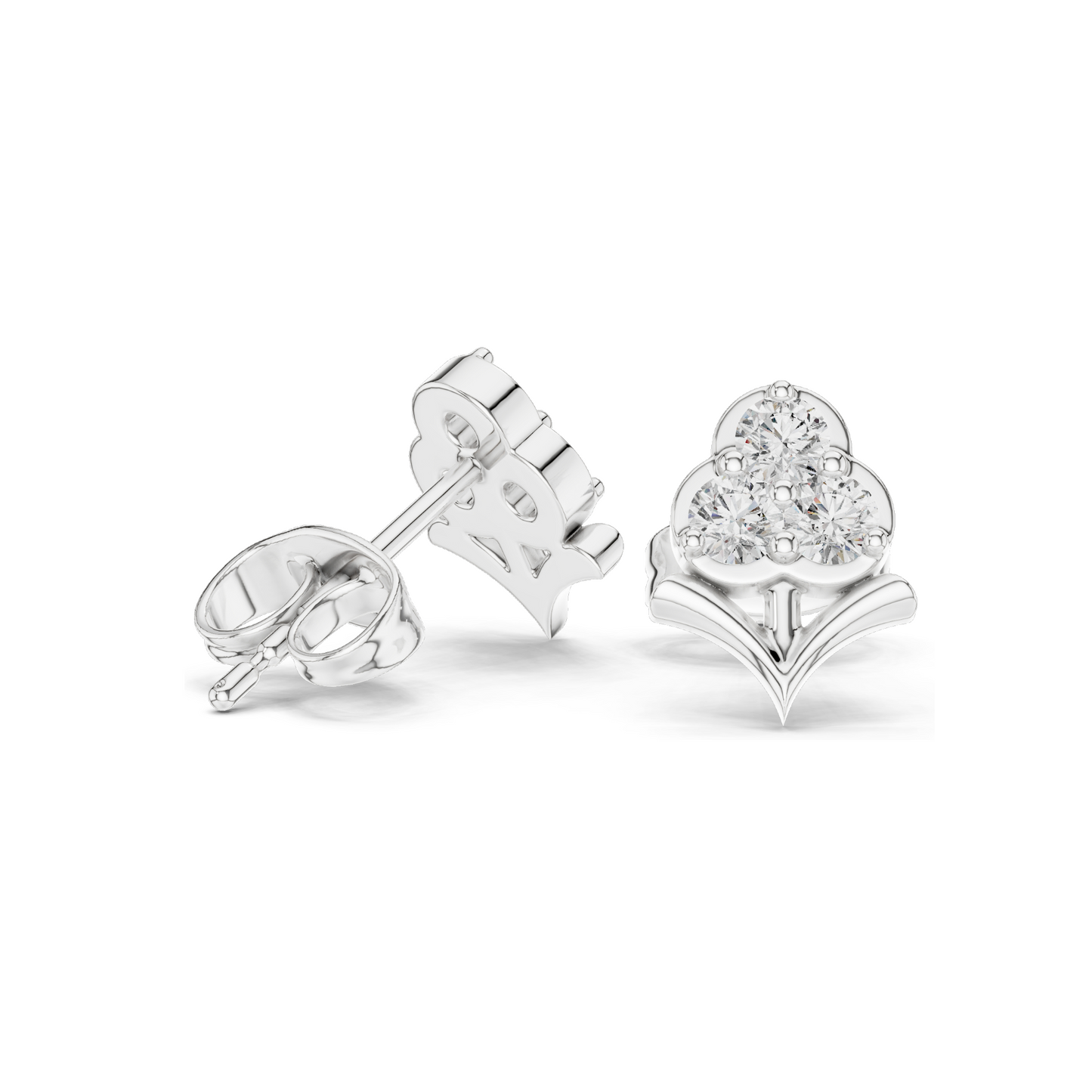 0.30 CT Lab Diamond Floral Stud Earrings | VVS-VS EF CVD Diamonds | 18KT, 14KT, 10KT Gold & 925 Silver | Rose, Yellow, White Gold & Moissanite Options