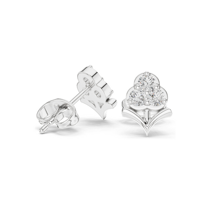 0.30 CT Lab Diamond Floral Stud Earrings | VVS-VS EF CVD Diamonds | 18KT, 14KT, 10KT Gold & 925 Silver | Rose, Yellow, White Gold & Moissanite Options