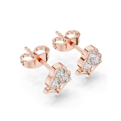 0.30 CT Lab Diamond Floral Stud Earrings | VVS-VS EF CVD Diamonds | 18KT, 14KT, 10KT Gold & 925 Silver | Rose, Yellow, White Gold & Moissanite Options
