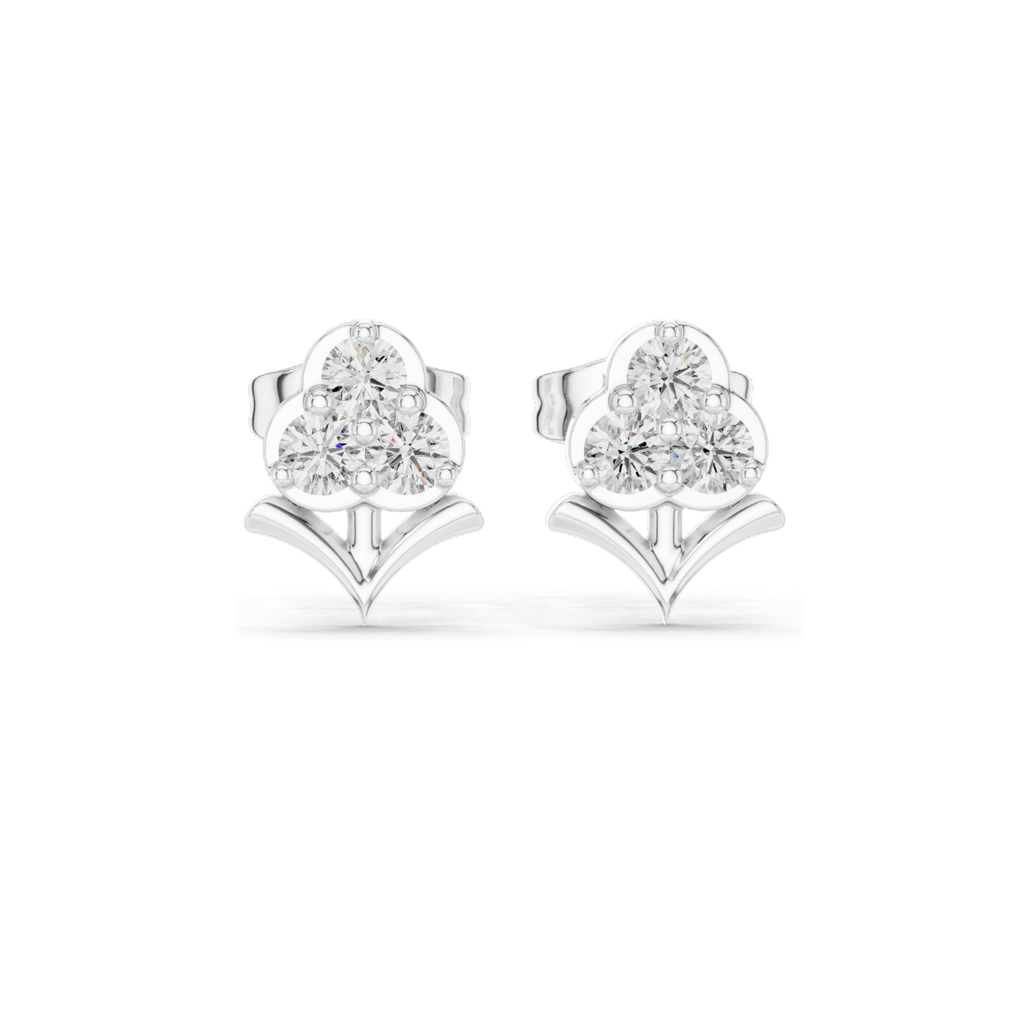 0.30 CT Lab Diamond Floral Stud Earrings | VVS-VS EF CVD Diamonds | 18KT, 14KT, 10KT Gold & 925 Silver | Rose, Yellow, White Gold & Moissanite Options
