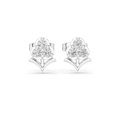 0.30 CT Lab Diamond Floral Stud Earrings | VVS-VS EF CVD Diamonds | 18KT, 14KT, 10KT Gold & 925 Silver | Rose, Yellow, White Gold & Moissanite Options
