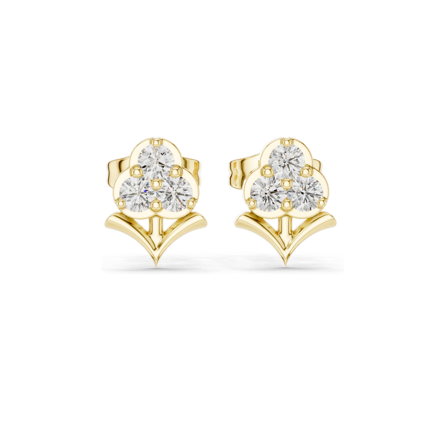 0.30 CT Lab Diamond Floral Stud Earrings | VVS-VS EF CVD Diamonds | 18KT, 14KT, 10KT Gold & 925 Silver | Rose, Yellow, White Gold & Moissanite Options