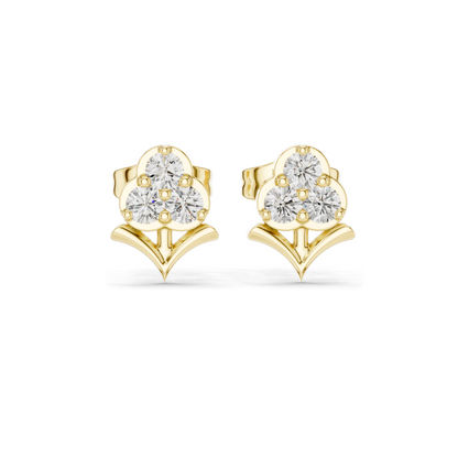 0.30 CT Lab Diamond Floral Stud Earrings | VVS-VS EF CVD Diamonds | 18KT, 14KT, 10KT Gold & 925 Silver | Rose, Yellow, White Gold & Moissanite Options