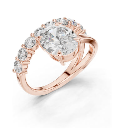 0.99 CT Oval Lab Diamond Ring for Women | VVS-VS EF Clarity | 18KT, 14KT, 10KT Gold & 925 Silver | Rose, Yellow, White Gold & Moissanite Options