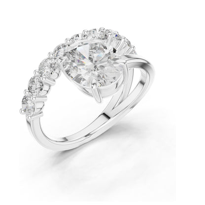 0.99 CT Oval Lab Diamond Ring for Women | VVS-VS EF Clarity | 18KT, 14KT, 10KT Gold & 925 Silver | Rose, Yellow, White Gold & Moissanite Options