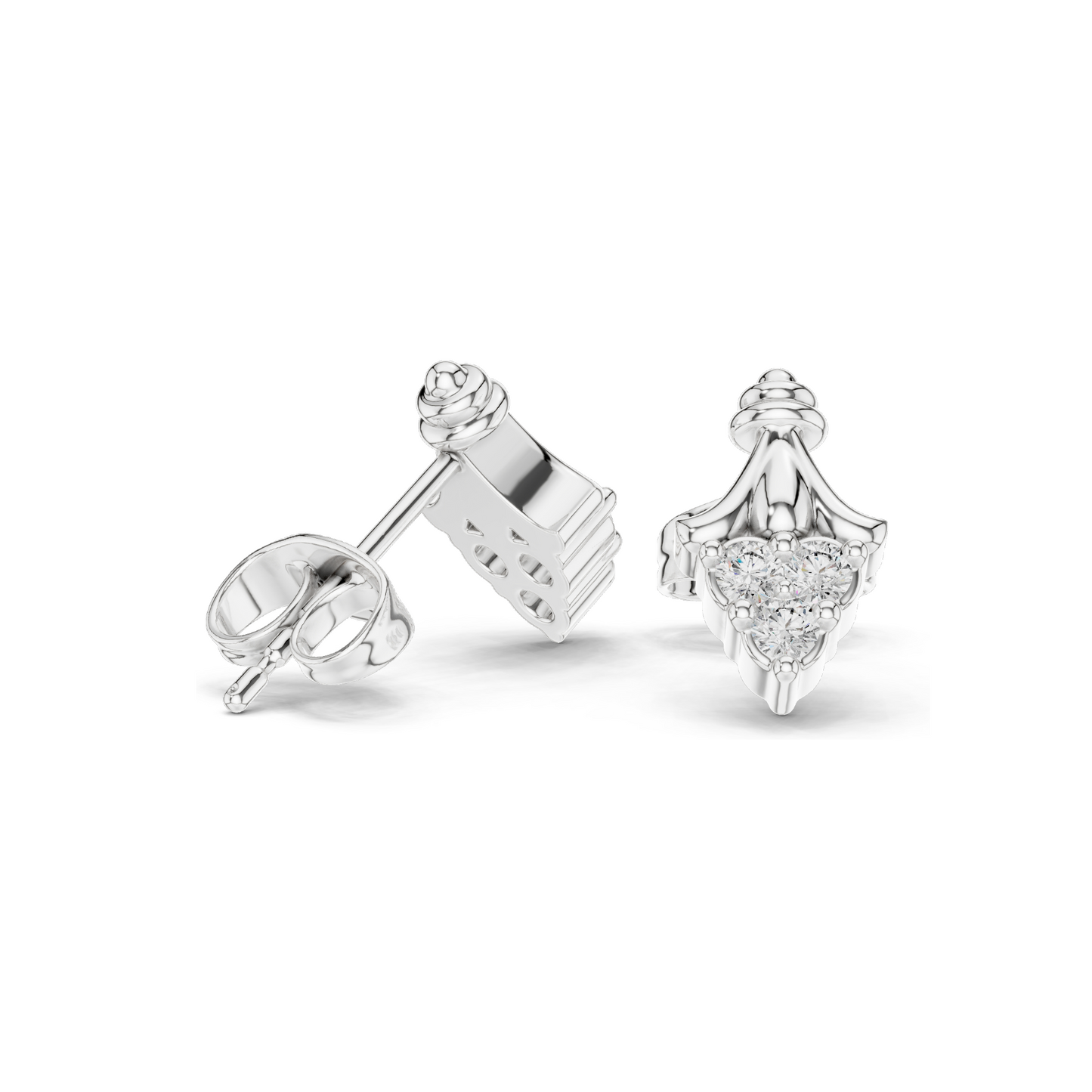 0.18 CT Lab Diamond Heart Stud Earrings for Women | VVS-VS EF Clarity | 18KT, 14KT, 10KT Gold & 925 Silver | Rose, Yellow, White Gold | Fleur-Inspired Design | Moissanite Option