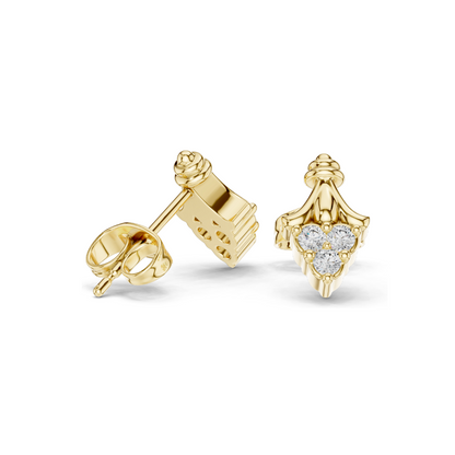 0.18 CT Lab Diamond Heart Stud Earrings for Women | VVS-VS EF Clarity | 18KT, 14KT, 10KT Gold & 925 Silver | Rose, Yellow, White Gold | Fleur-Inspired Design | Moissanite Option