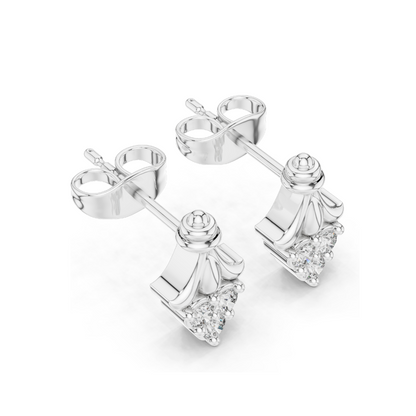 0.18 CT Lab Diamond Heart Stud Earrings for Women | VVS-VS EF Clarity | 18KT, 14KT, 10KT Gold & 925 Silver | Rose, Yellow, White Gold | Fleur-Inspired Design | Moissanite Option