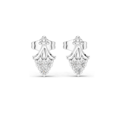 0.18 CT Lab Diamond Heart Stud Earrings for Women | VVS-VS EF Clarity | 18KT, 14KT, 10KT Gold & 925 Silver | Rose, Yellow, White Gold | Fleur-Inspired Design | Moissanite Option