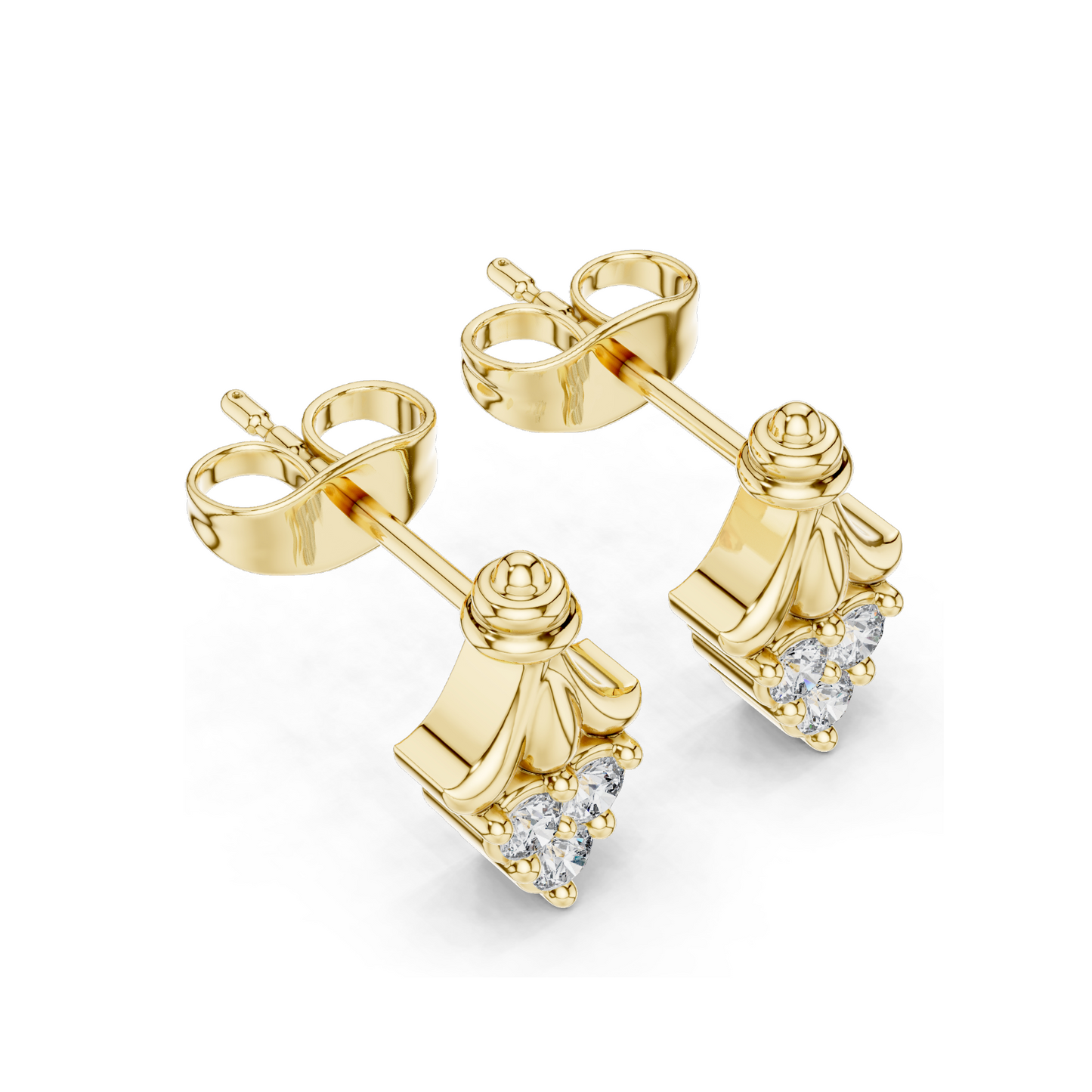 0.18 CT Lab Diamond Heart Stud Earrings for Women | VVS-VS EF Clarity | 18KT, 14KT, 10KT Gold & 925 Silver | Rose, Yellow, White Gold | Fleur-Inspired Design | Moissanite Option