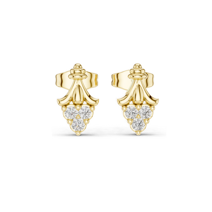 0.18 CT Lab Diamond Heart Stud Earrings for Women | VVS-VS EF Clarity | 18KT, 14KT, 10KT Gold & 925 Silver | Rose, Yellow, White Gold | Fleur-Inspired Design | Moissanite Option