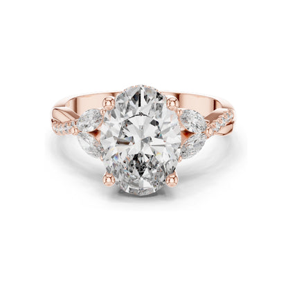 3.35 CT Oval Cut Lab Diamond Ring for Women | VVS-VS EF Clarity | 18KT, 14KT, 10KT Gold & 925 Silver | Rose, Yellow, White Gold & Moissanite Options