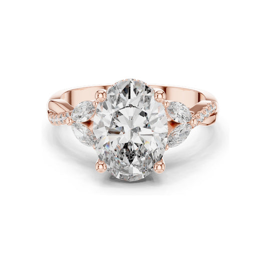 3.35 CT Oval Cut Lab Diamond Ring for Women | VVS-VS EF Clarity | 18KT, 14KT, 10KT Gold & 925 Silver | Rose, Yellow, White Gold & Moissanite Options