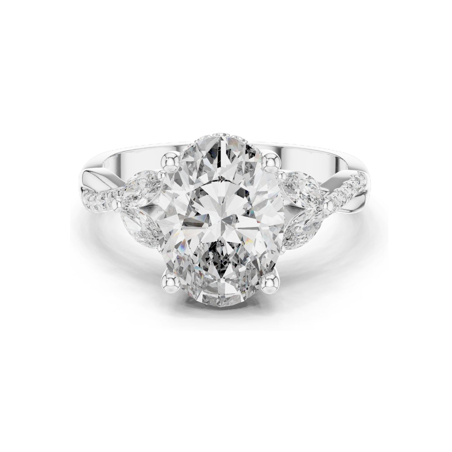3.35 CT Oval Cut Lab Diamond Ring for Women | VVS-VS EF Clarity | 18KT, 14KT, 10KT Gold & 925 Silver | Rose, Yellow, White Gold & Moissanite Options