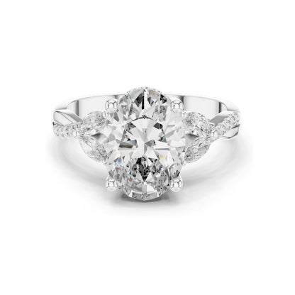 3.35 CT Oval Cut Lab Diamond Ring for Women | VVS-VS EF Clarity | 18KT, 14KT, 10KT Gold & 925 Silver | Rose, Yellow, White Gold & Moissanite Options