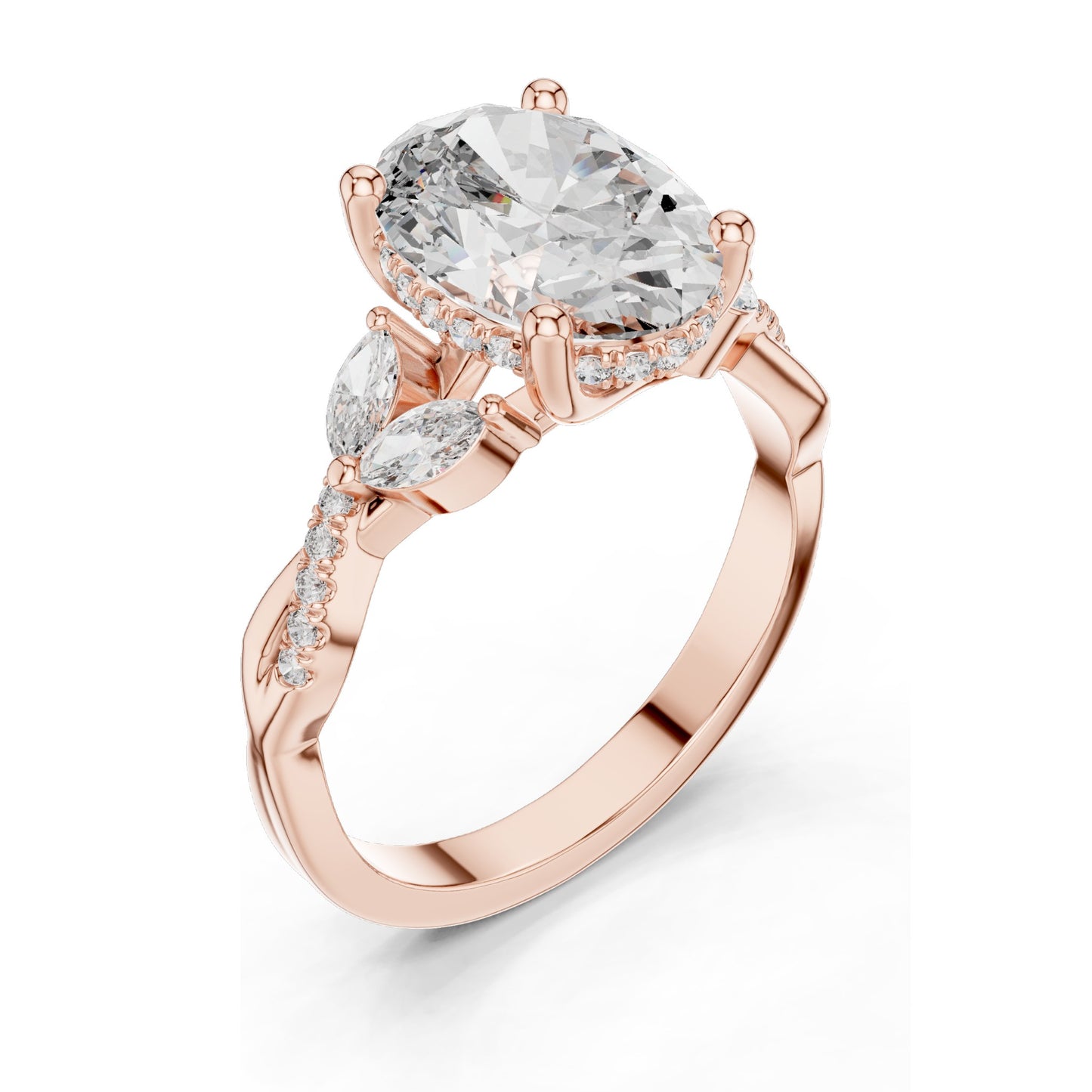 3.35 CT Oval Cut Lab Diamond Ring for Women | VVS-VS EF Clarity | 18KT, 14KT, 10KT Gold & 925 Silver | Rose, Yellow, White Gold & Moissanite Options