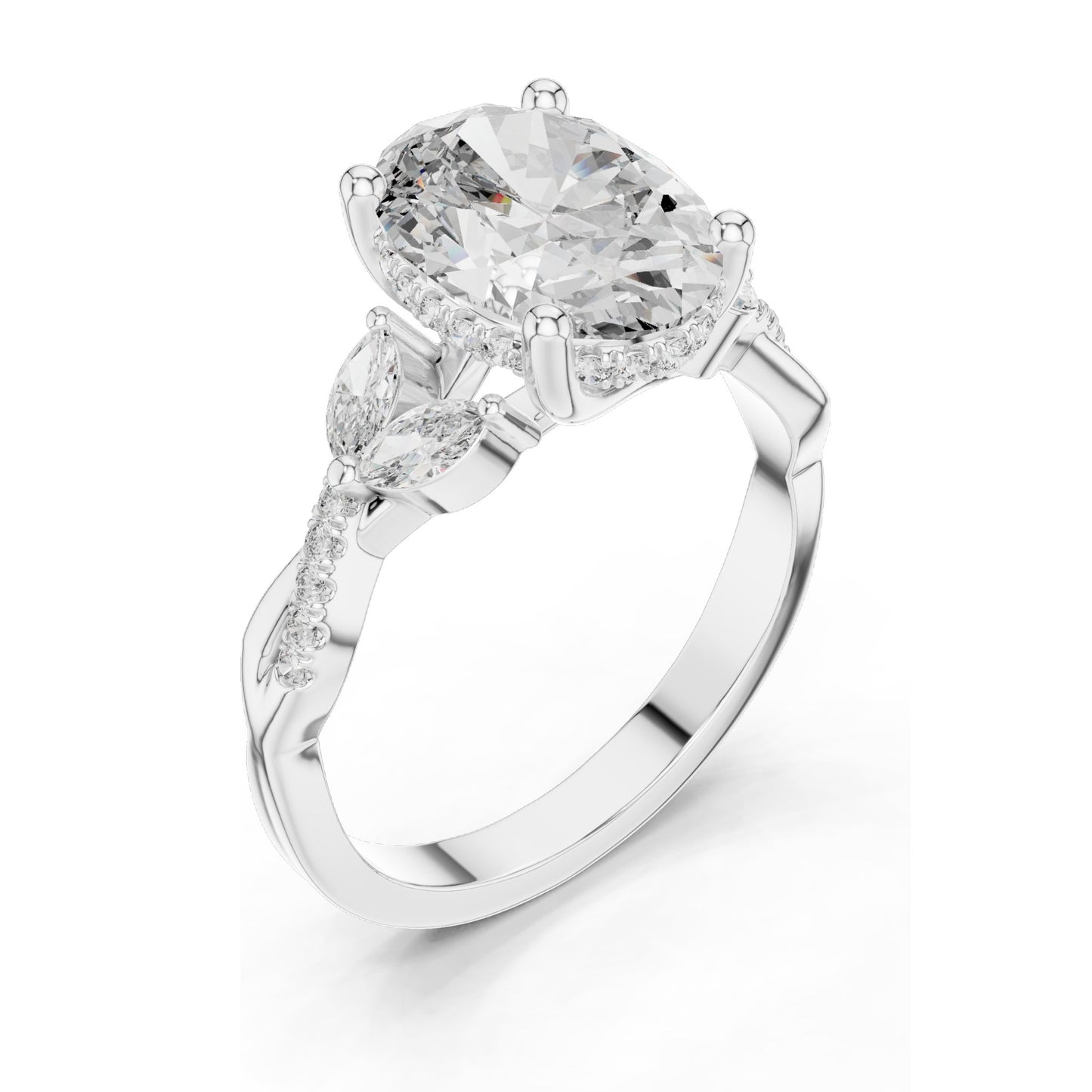 3.35 CT Oval Cut Lab Diamond Ring for Women | VVS-VS EF Clarity | 18KT, 14KT, 10KT Gold & 925 Silver | Rose, Yellow, White Gold & Moissanite Options
