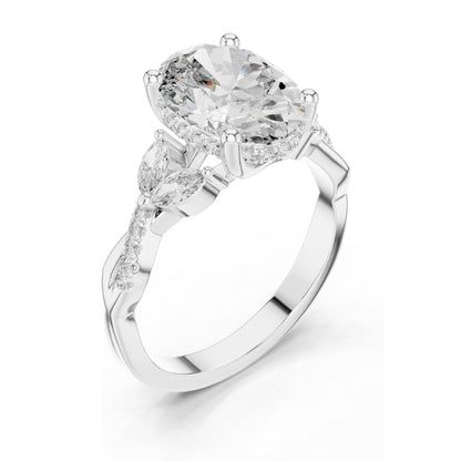 3.35 CT Oval Cut Lab Diamond Ring for Women | VVS-VS EF Clarity | 18KT, 14KT, 10KT Gold & 925 Silver | Rose, Yellow, White Gold & Moissanite Options