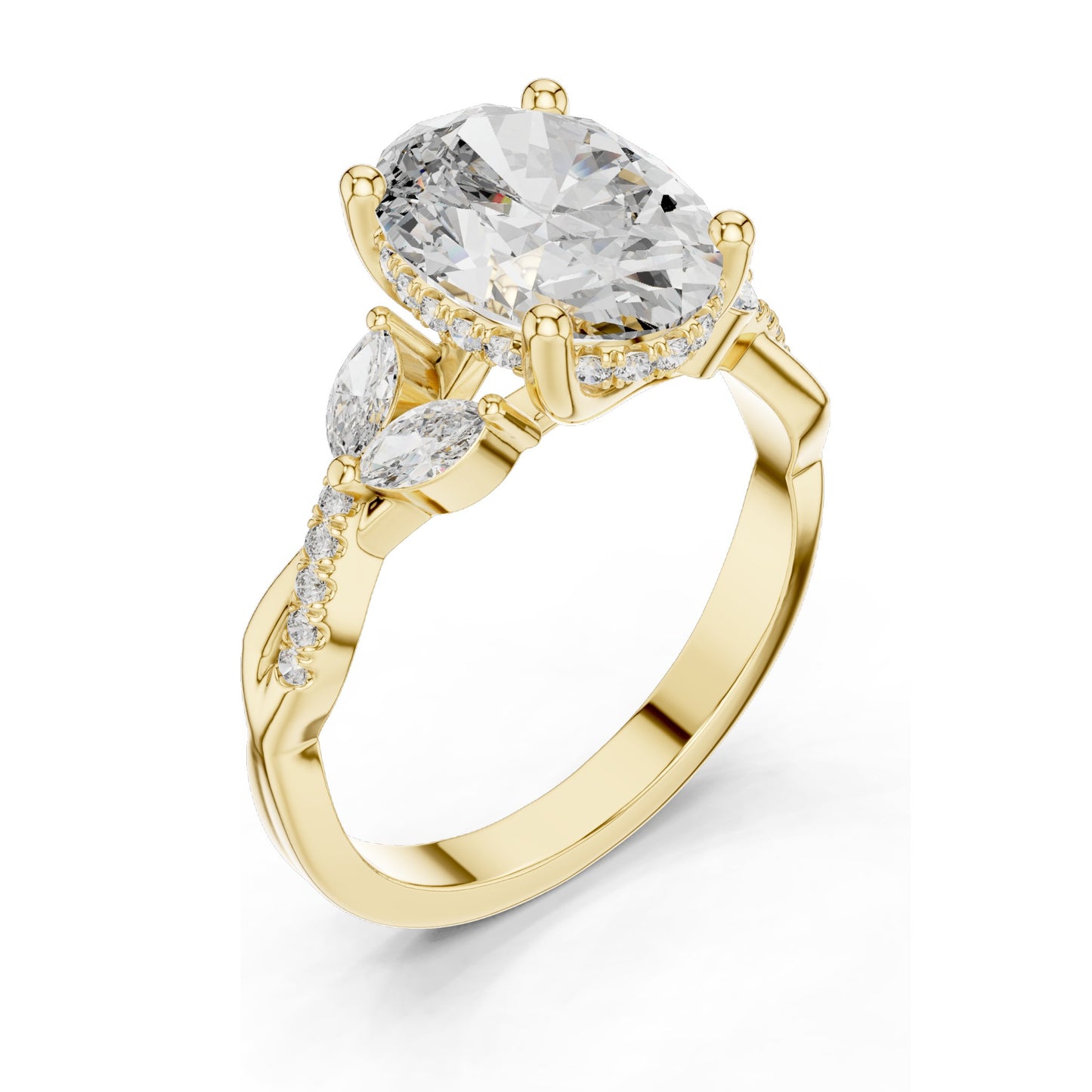 3.35 CT Oval Cut Lab Diamond Ring for Women | VVS-VS EF Clarity | 18KT, 14KT, 10KT Gold & 925 Silver | Rose, Yellow, White Gold & Moissanite Options