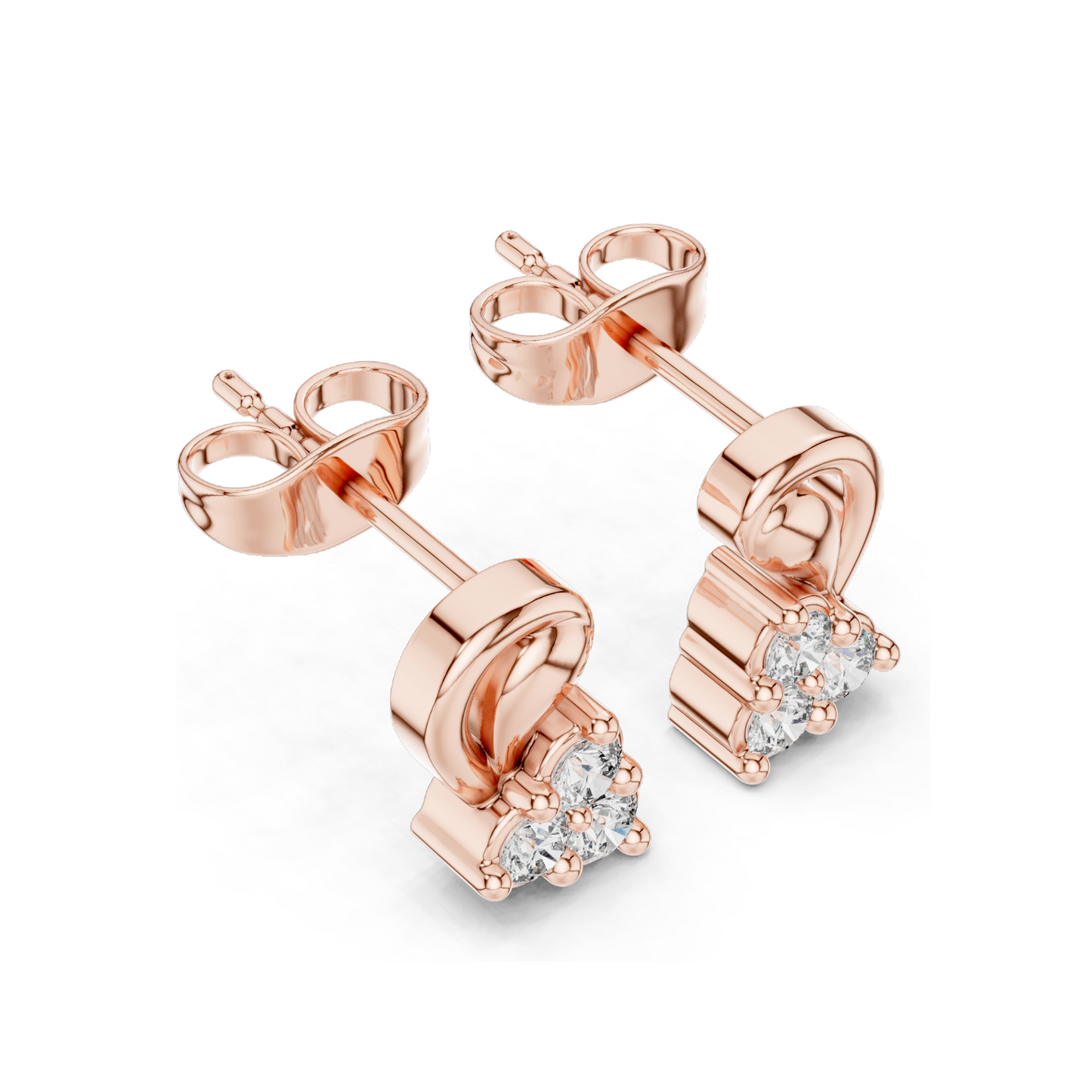 0.27 CT Lab Diamond Stud Earrings for Women | VVS-VS EF CVD Tri-Stone Floral Cut | 18KT, 14KT, 10KT Gold & 925 Silver | Rose, Yellow & White Gold | Moissanite Option