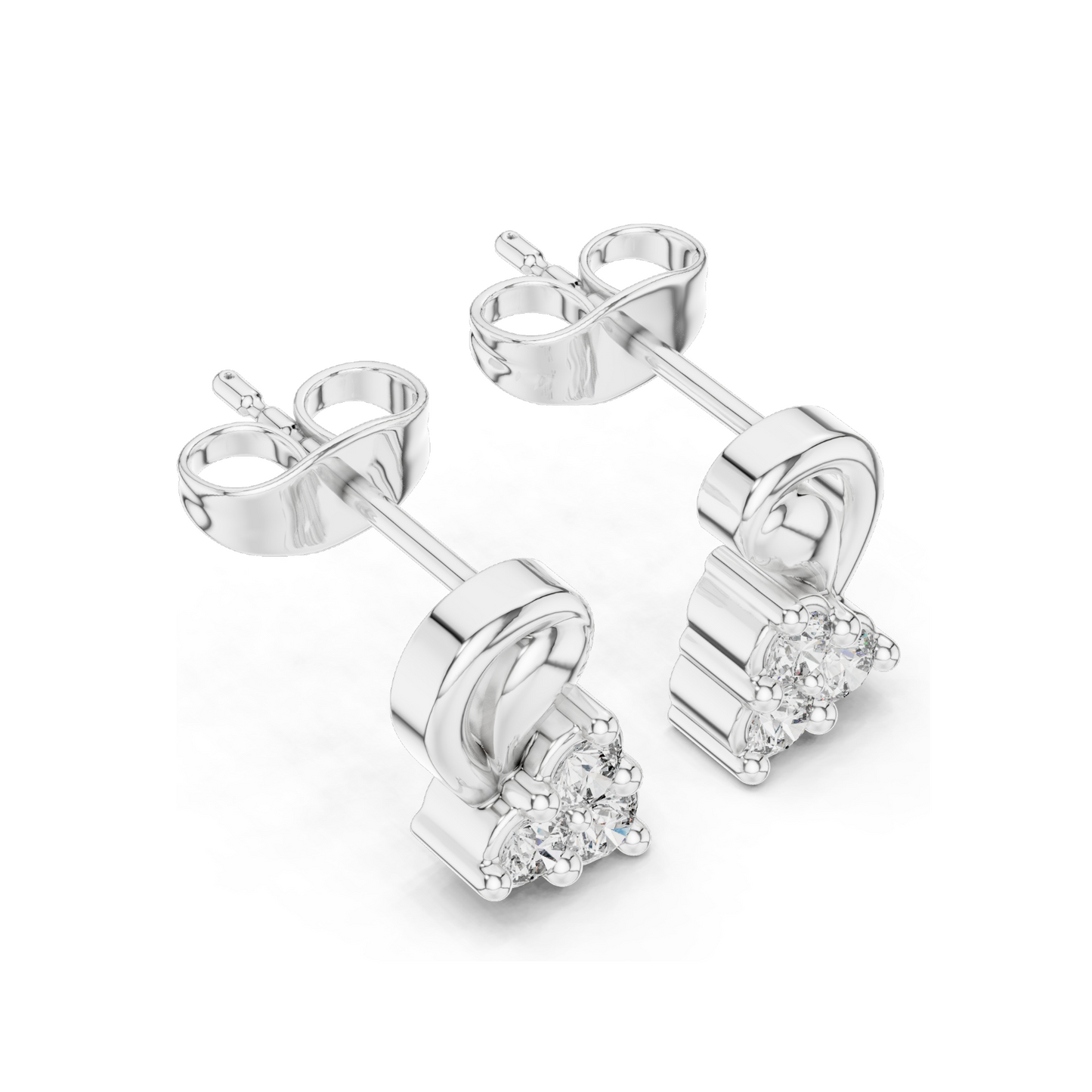 0.27 CT Lab Diamond Stud Earrings for Women | VVS-VS EF CVD Tri-Stone Floral Cut | 18KT, 14KT, 10KT Gold & 925 Silver | Rose, Yellow & White Gold | Moissanite Option