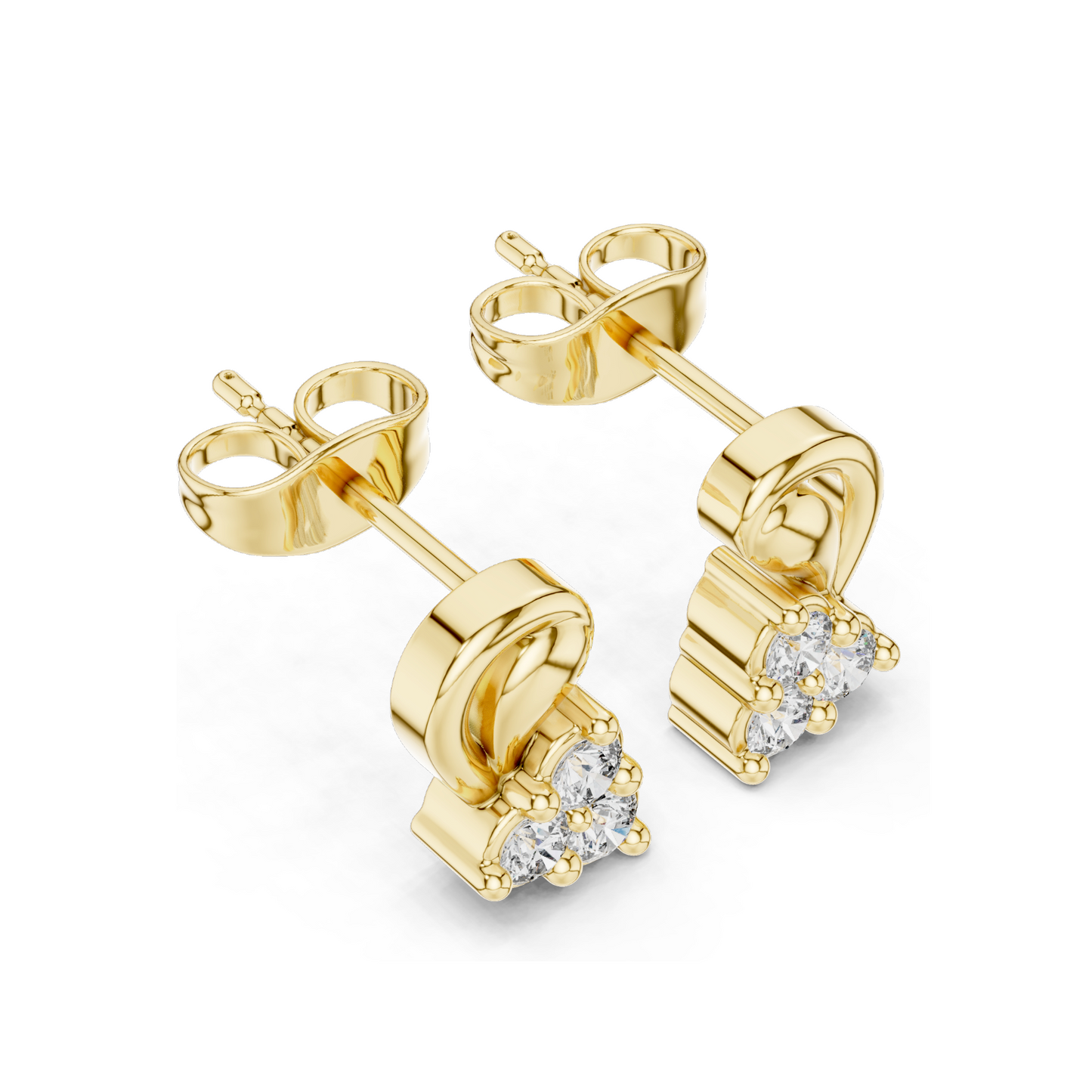 0.27 CT Lab Diamond Stud Earrings for Women | VVS-VS EF CVD Tri-Stone Floral Cut | 18KT, 14KT, 10KT Gold & 925 Silver | Rose, Yellow & White Gold | Moissanite Option