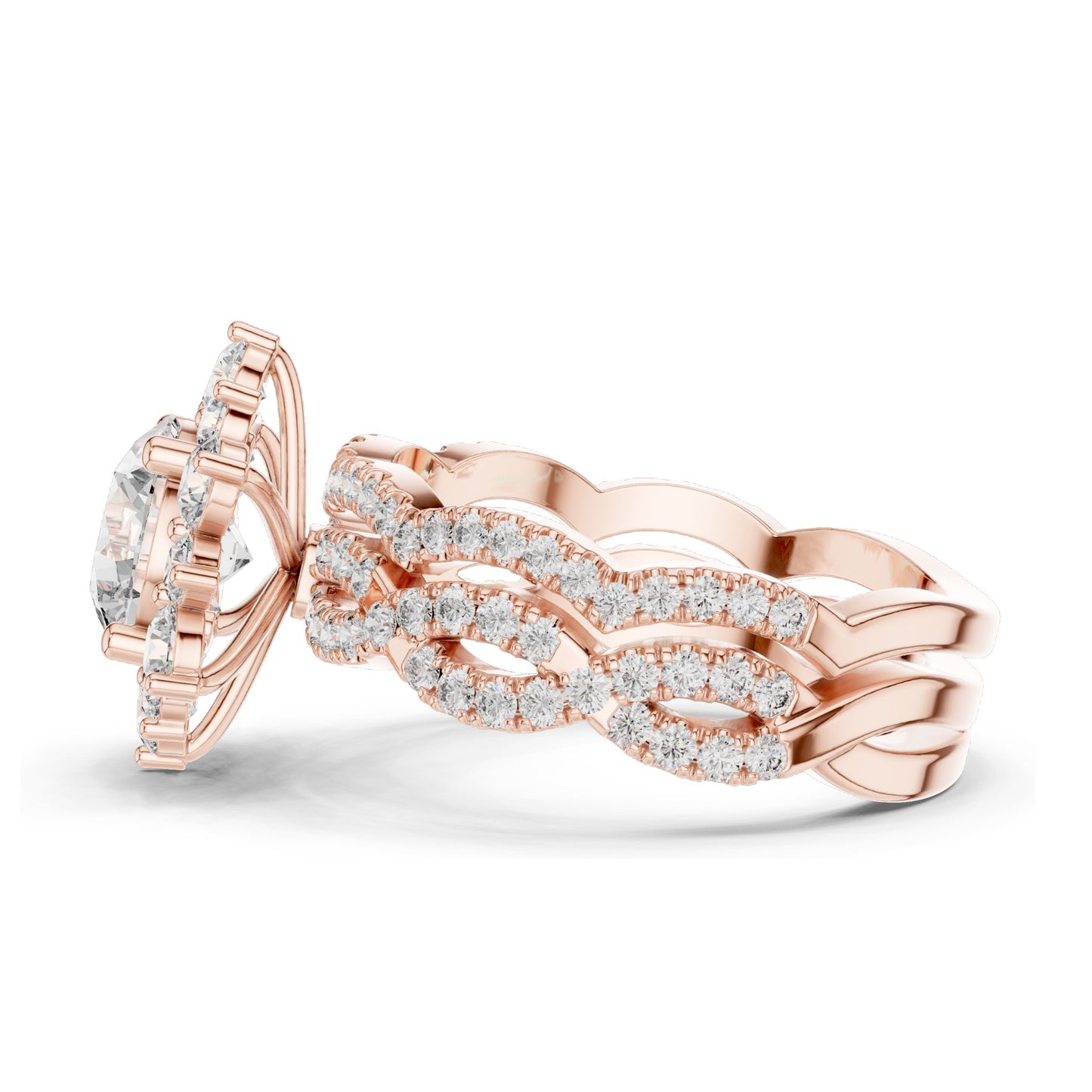 2.538 CT Round Brilliant & Cluster Lab Diamond Ring for Women | VVS-VS EF Clarity | 18KT, 14KT, 10KT Gold & 925 Silver | Rose, Yellow, White Gold & Moissanite Options