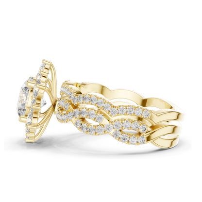 2.538 CT Round Brilliant & Cluster Lab Diamond Ring for Women | VVS-VS EF Clarity | 18KT, 14KT, 10KT Gold & 925 Silver | Rose, Yellow, White Gold & Moissanite Options