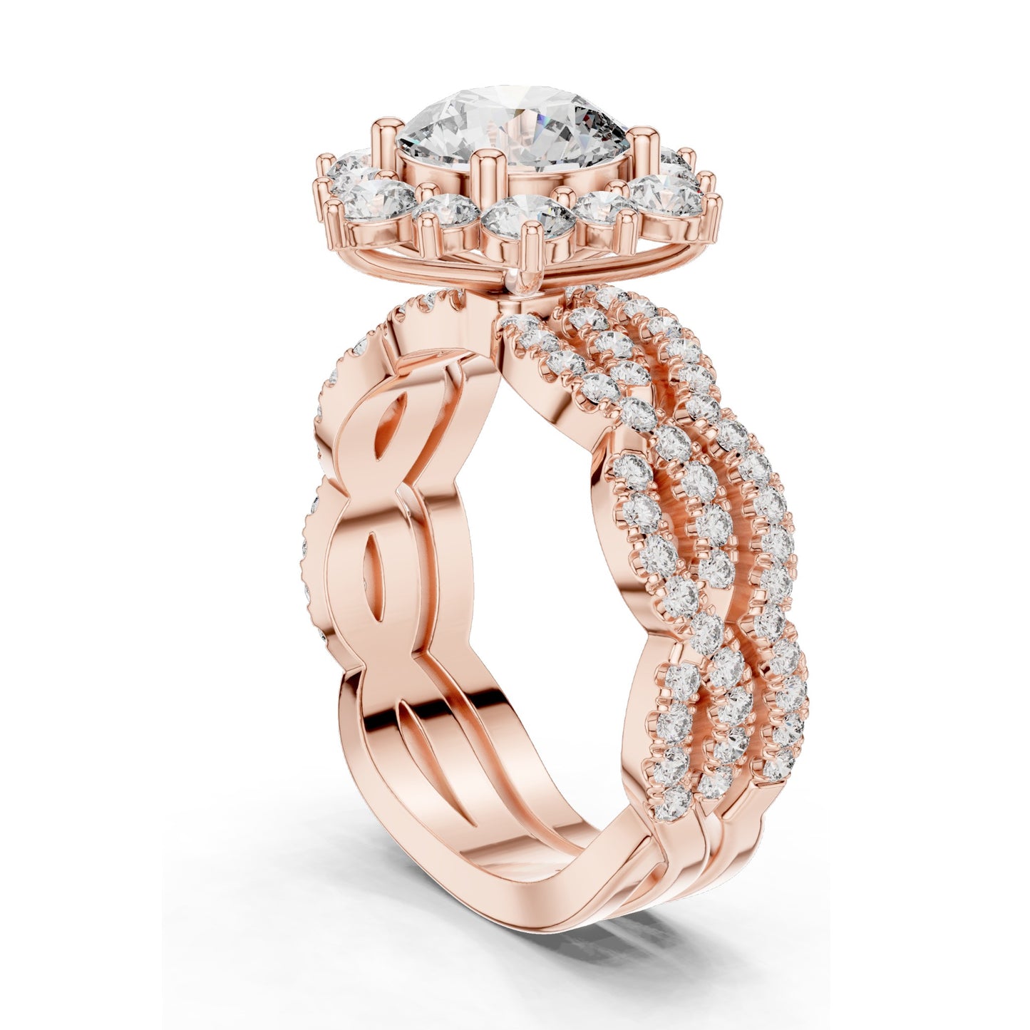 2.538 CT Round Brilliant & Cluster Lab Diamond Ring for Women | VVS-VS EF Clarity | 18KT, 14KT, 10KT Gold & 925 Silver | Rose, Yellow, White Gold & Moissanite Options