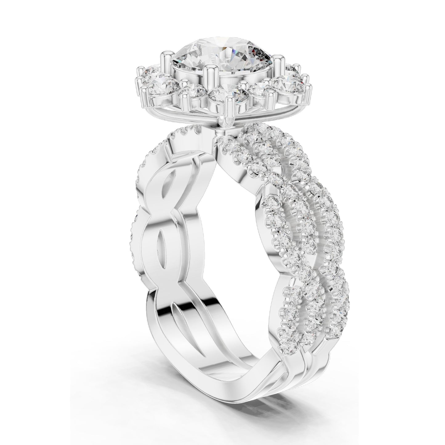 2.538 CT Round Brilliant & Cluster Lab Diamond Ring for Women | VVS-VS EF Clarity | 18KT, 14KT, 10KT Gold & 925 Silver | Rose, Yellow, White Gold & Moissanite Options