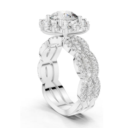 2.538 CT Round Brilliant & Cluster Lab Diamond Ring for Women | VVS-VS EF Clarity | 18KT, 14KT, 10KT Gold & 925 Silver | Rose, Yellow, White Gold & Moissanite Options