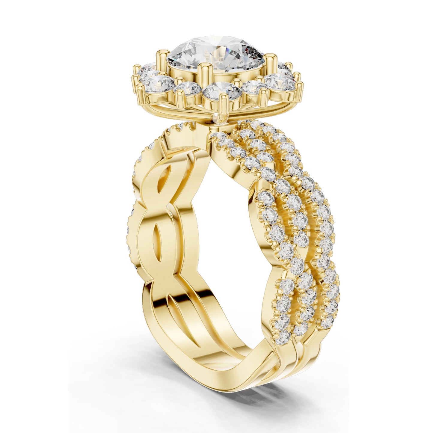 2.538 CT Round Brilliant & Cluster Lab Diamond Ring for Women | VVS-VS EF Clarity | 18KT, 14KT, 10KT Gold & 925 Silver | Rose, Yellow, White Gold & Moissanite Options