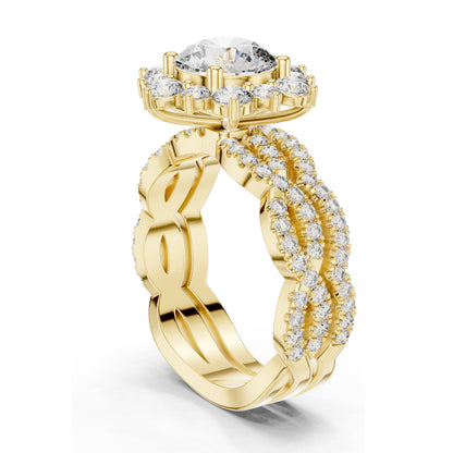 2.538 CT Round Brilliant & Cluster Lab Diamond Ring for Women | VVS-VS EF Clarity | 18KT, 14KT, 10KT Gold & 925 Silver | Rose, Yellow, White Gold & Moissanite Options