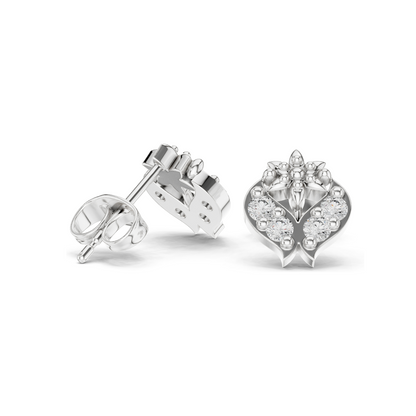 0.28 CT Lab Diamond Floral Heart Stud Earrings | VVS–VS EF Clarity | 18KT, 14KT, 10KT Gold & 925 Silver | Rose, Yellow, White Gold & Moissanite Options