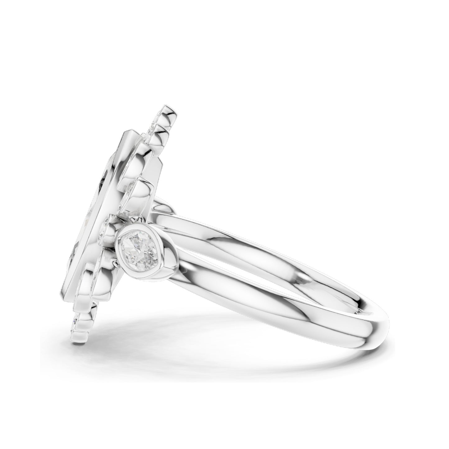 2.11 CT Marquise & Round Cluster Lab Diamond Ring for Women | VVS-VS EF Clarity | 18KT, 14KT, 10KT Gold & 925 Silver | Rose, Yellow, White Gold & Moissanite Options