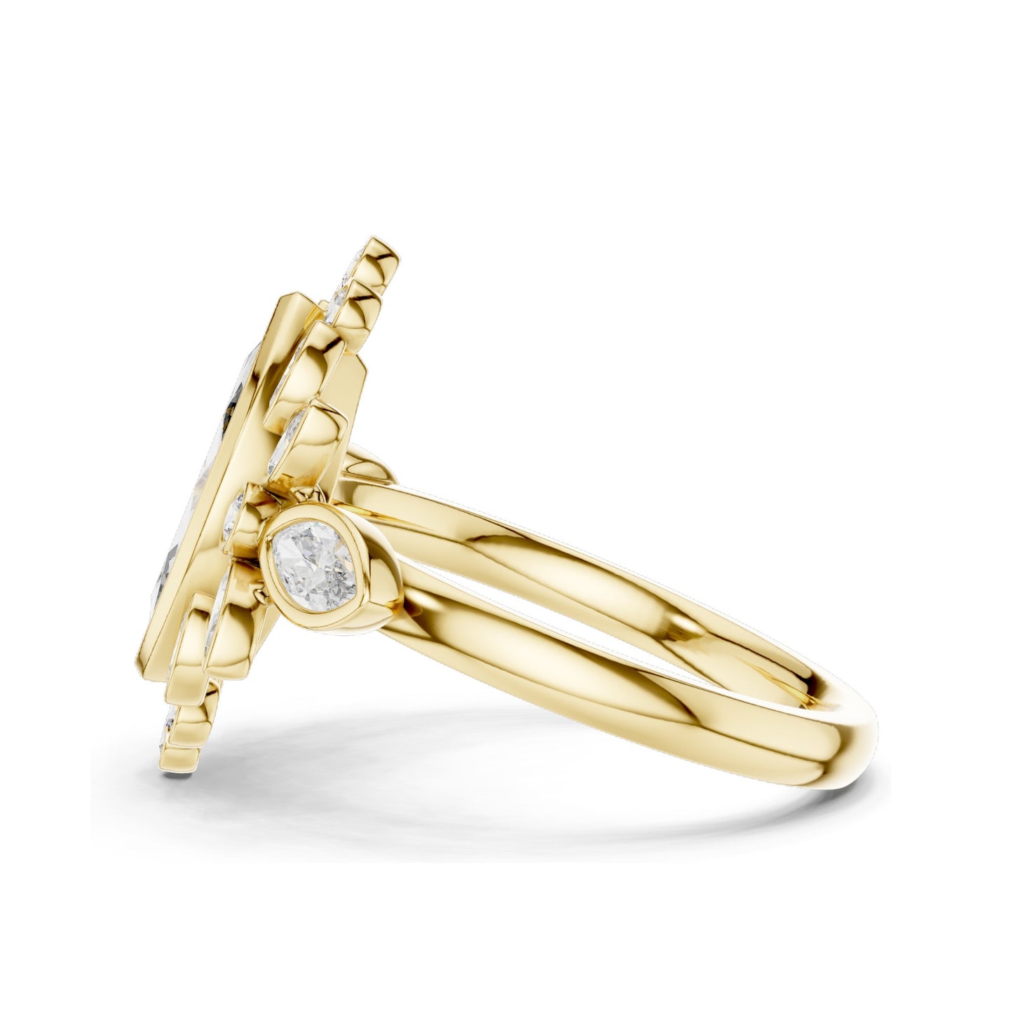 2.11 CT Marquise & Round Cluster Lab Diamond Ring for Women | VVS-VS EF Clarity | 18KT, 14KT, 10KT Gold & 925 Silver | Rose, Yellow, White Gold & Moissanite Options