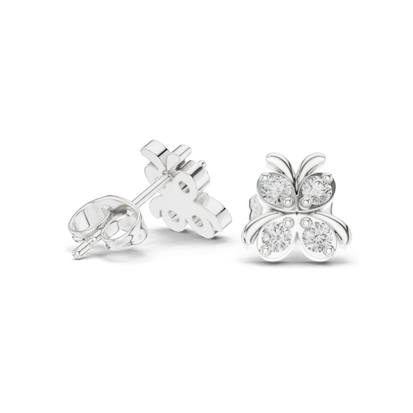 0.36 CT Butterfly Lab Diamond Stud Earrings | VVS-VS EF Clarity | 18KT, 14KT, 10KT Gold & 925 Silver | Rose, Yellow, White Gold | Moissanite Option